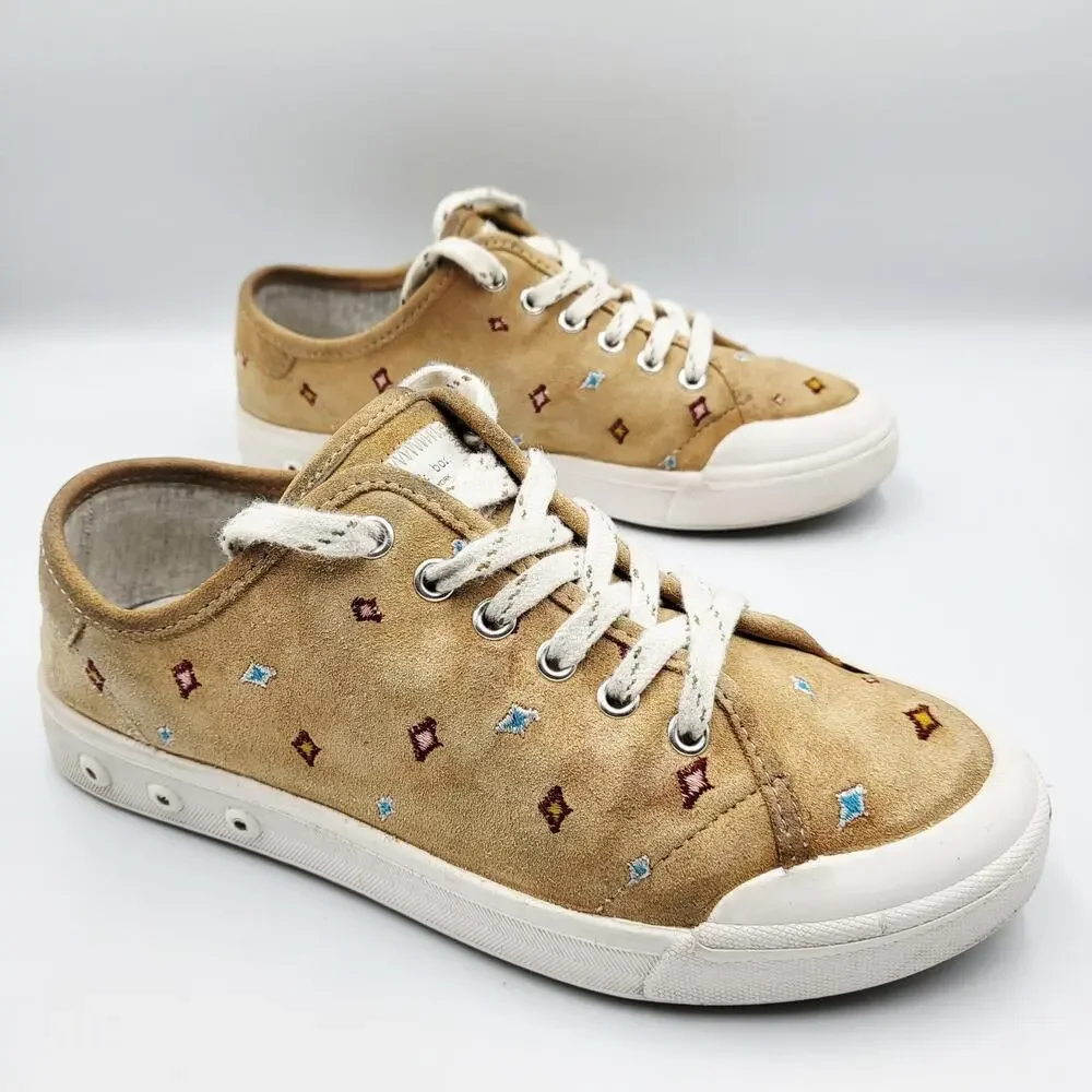 rag & bone Womens Sz 36 US-6 Standard Issue Dune Tan Embroidered Lace-Up Sneaker